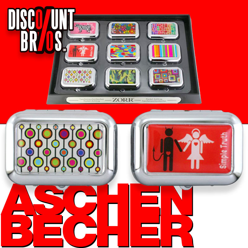 Feldaschenbecher MINI TASCHEN ASCHENBECHER Metall Rechteckig SUJETS