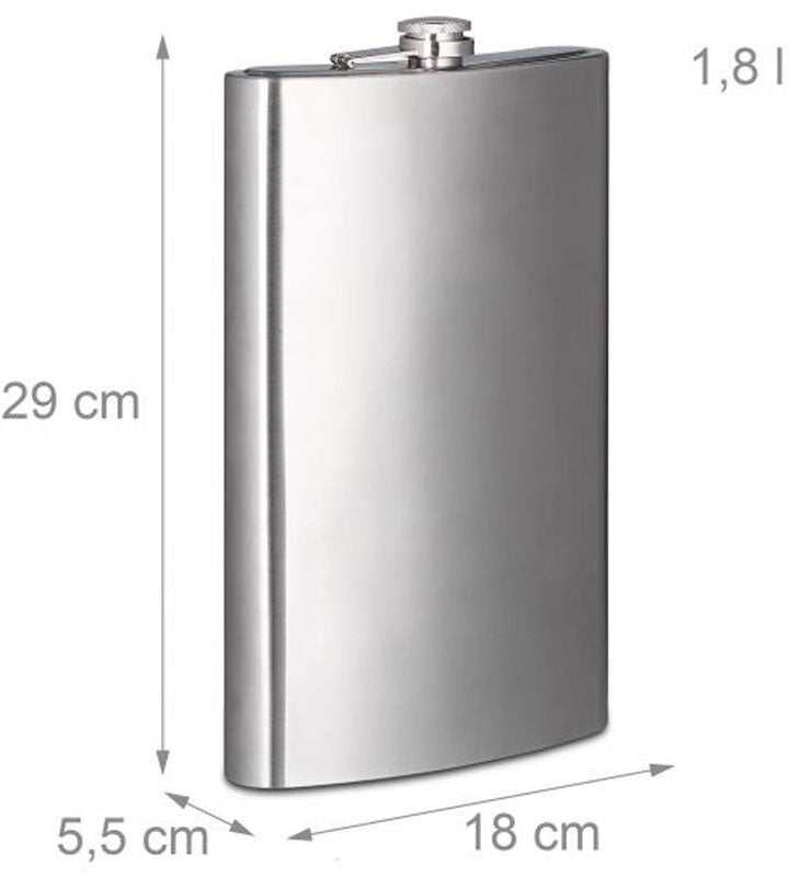 XXL Flachmann aus Edelstahl mit Tasche 1,8 l